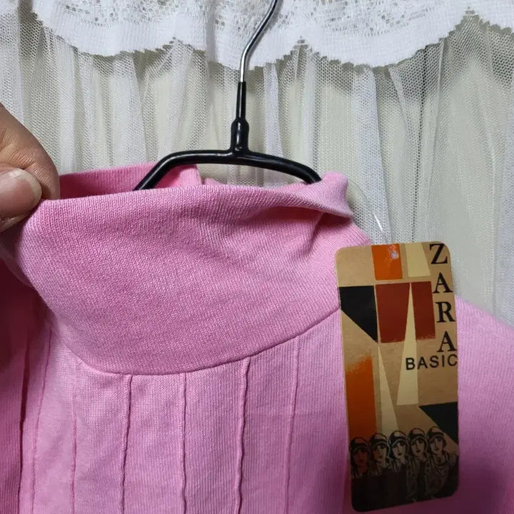 [BUNJANG] ZARA BASIC Pink Ribbon Knit Top / [새상품]자라 BASIC 핑크색 리본 반팔 니트