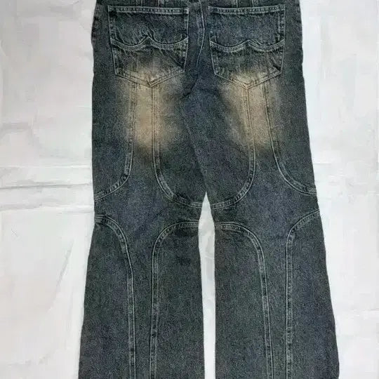 [BUNJANG] Vintage Wide-Leg Washed Denim Jeans / 와이드 워싱 데님 빈티지 청바지