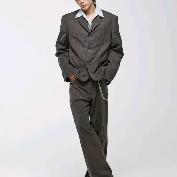 [BUNJANG] Alainne Twisted Wool Check Pants - Charcoal / (새상품) 알렌느 트위스티드 울 체크 팬츠/ 1사이즈, 차콜