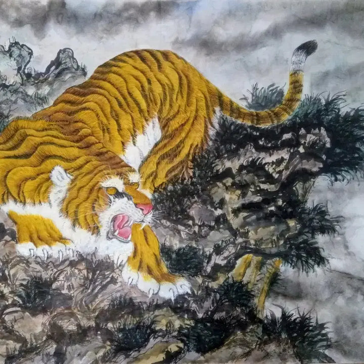 [BUNJANG] Painting of Golden Tiger on the Moon / 달 위의 황금 호랑이