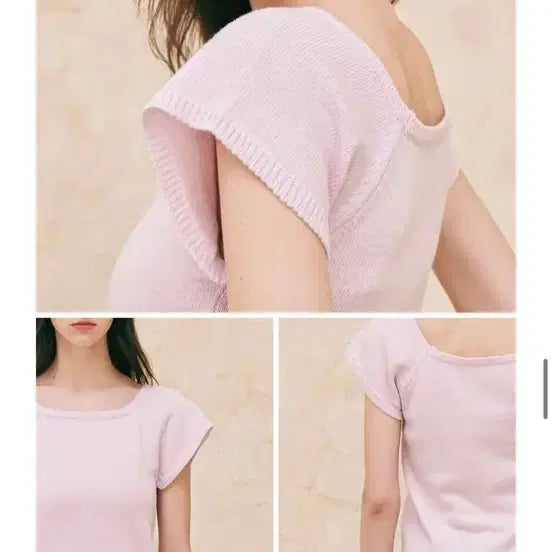 [SOLD OUT] 론론 스퀘어넥 반팔 니트 퍼플