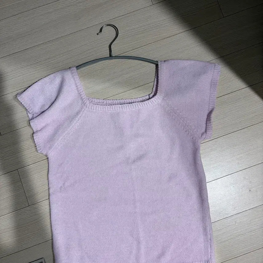 [SOLD OUT] 론론 스퀘어넥 반팔 니트 퍼플