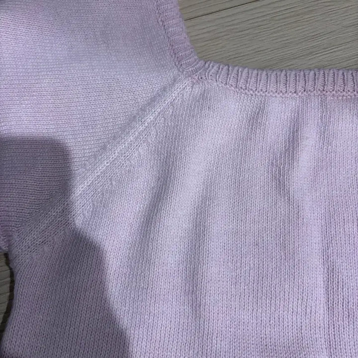 [BUNJANG] 론론 Square Neck Short Sleeve Knit Top Purple / 론론 스퀘어넥 반팔 니트 퍼플