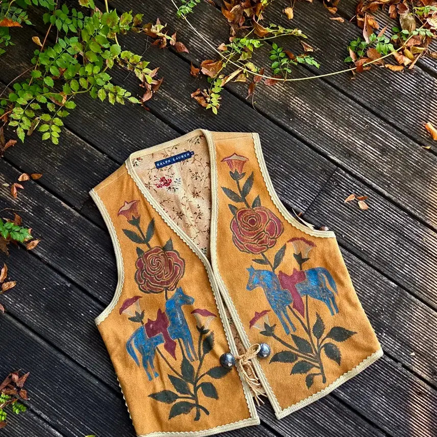 [BUNJANG] Polo Ralph Lauren Hand-Painted Western Vest / 폴로 랄프로렌 핸드패인팅 웨스턴 베스트