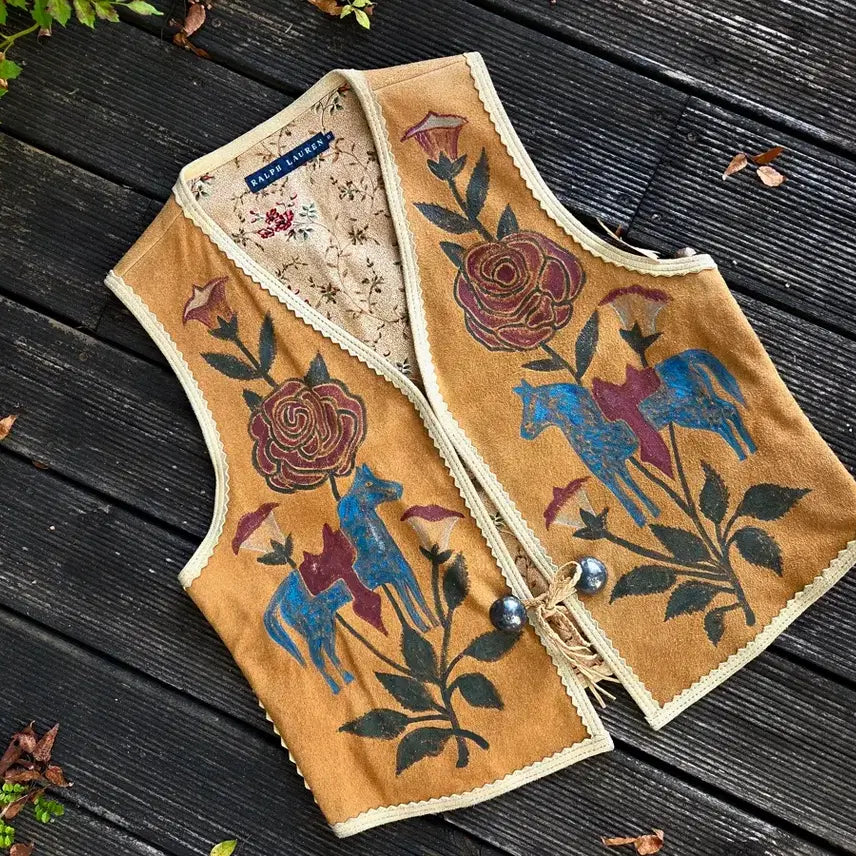 [BUNJANG] Polo Ralph Lauren Hand-Painted Western Vest / 폴로 랄프로렌 핸드패인팅 웨스턴 베스트