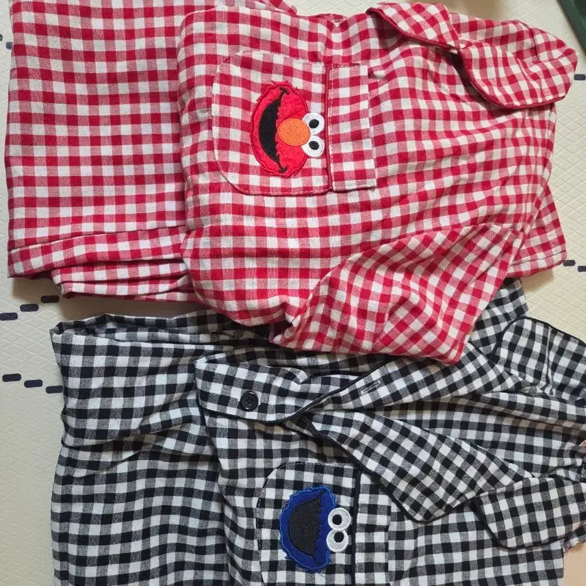 [BUNJANG] Sesame Street Pajama Set / 세서미 스트리트 체크 잠옷 상하의 세트