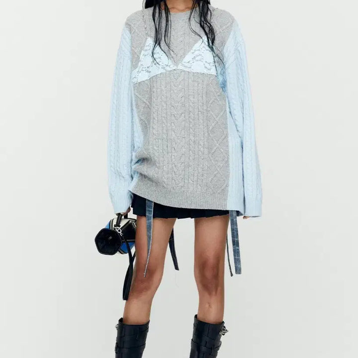 [BUNJANG] Andersson Bell Lace Lingerie Boyfriend-Fit Knit Sweater / 앤더슨벨 lace lingerie boyfriend-fit knit