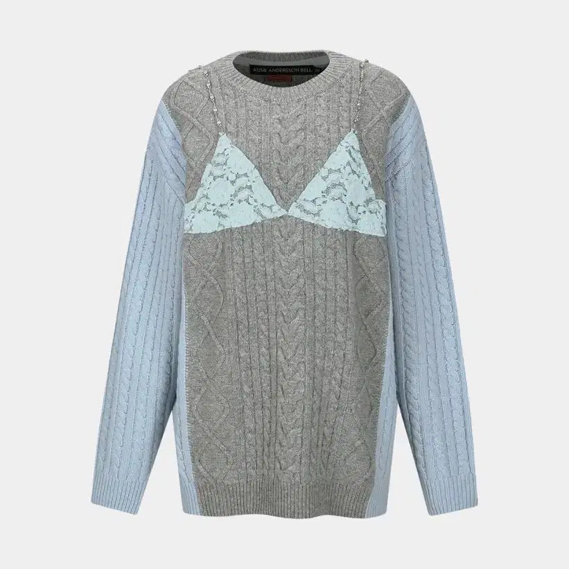 [BUNJANG] Andersson Bell Lace Lingerie Boyfriend-Fit Knit Sweater / 앤더슨벨 lace lingerie boyfriend-fit knit