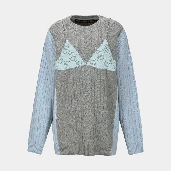 [BUNJANG] Andersson Bell Lace Lingerie Boyfriend-Fit Knit Sweater / 앤더슨벨 lace lingerie boyfriend-fit knit