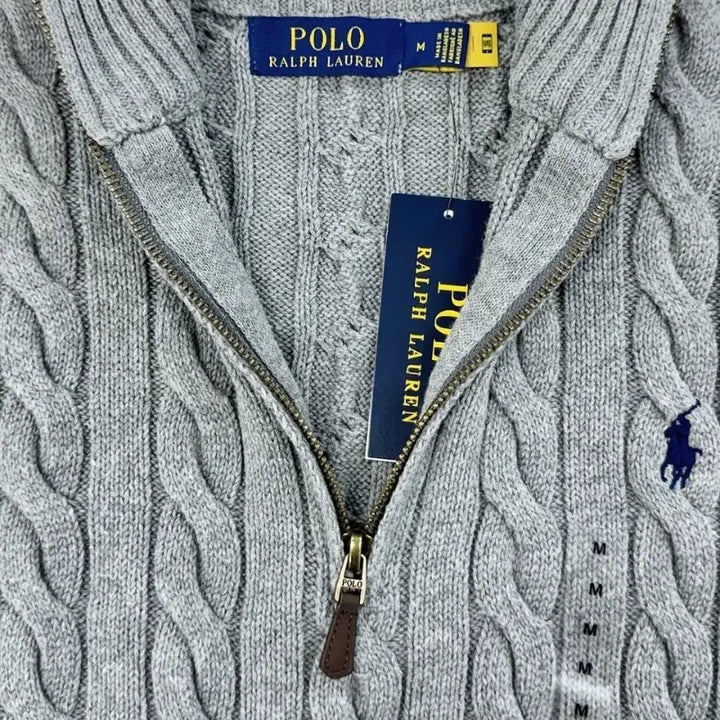 [BUNJANG] Polo Cable Knit Half-Zip Sweater / 새상품/100%정품)) 폴로 꽈배기 반집업 니트