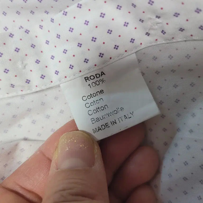 [BUNJANG] RODA White Dotted Long Sleeve Shirt / RODA 이태리산 흰색 잔도트 긴팔 셔츠