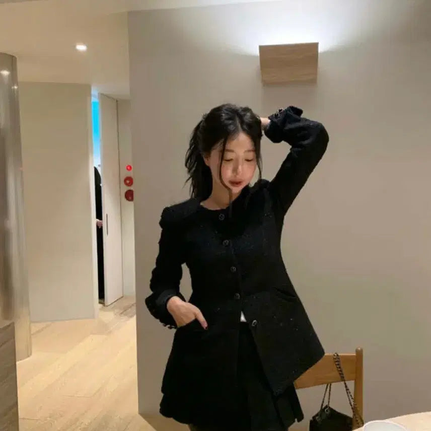 [BUNJANG] Cignature Glitter Tweed Jacket + Skirt Set / 시예 Gliter tweed jacket+skirt 세트