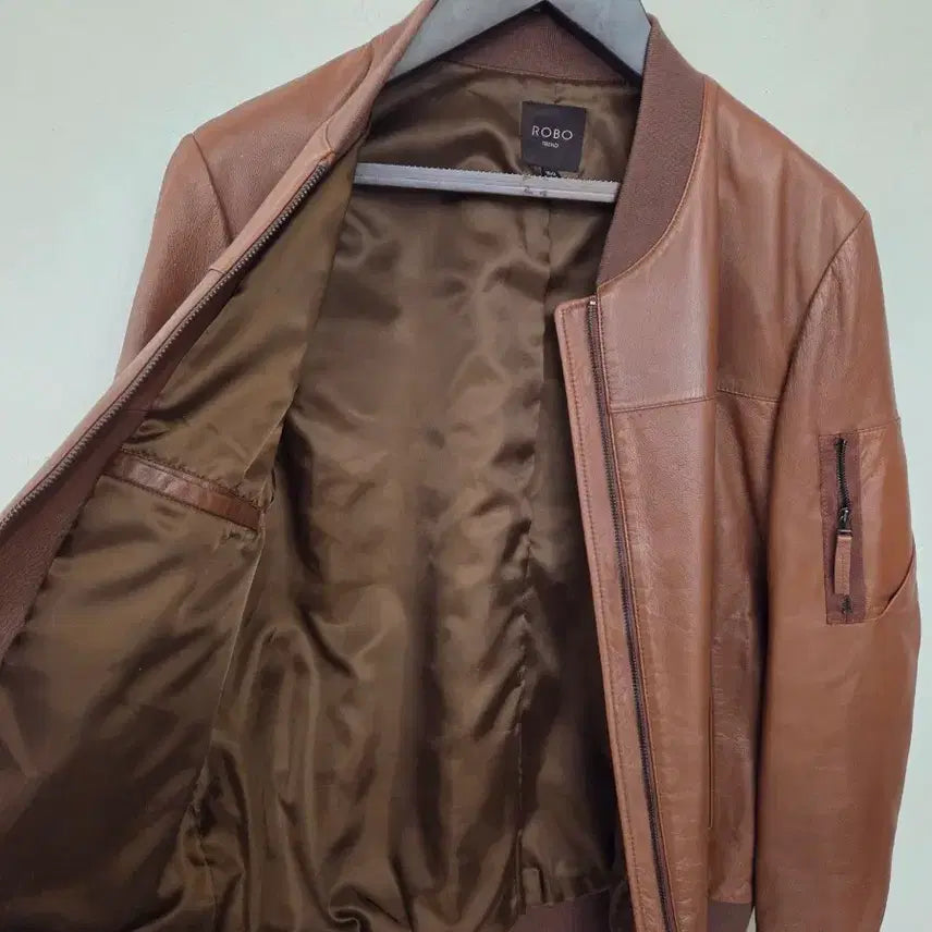 [BUNJANG] ROBO TREND Leather Bomber Jacket / 천연 양가죽 남성 봄버