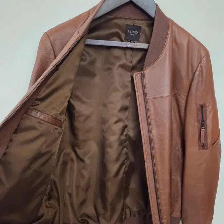 [BUNJANG] ROBO TREND Leather Bomber Jacket / 천연 양가죽 남성 봄버