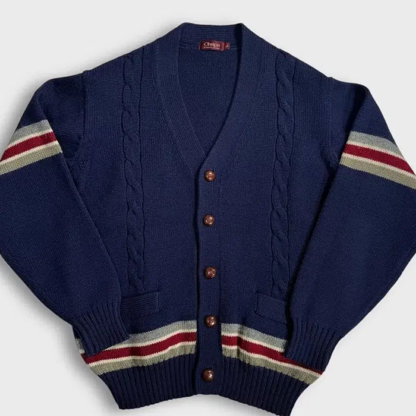 [BUNJANG] Polo Chaps Navy Cable Knit Cardigan / 폴로 Chaps 챕스 네이비 케이블 가디건