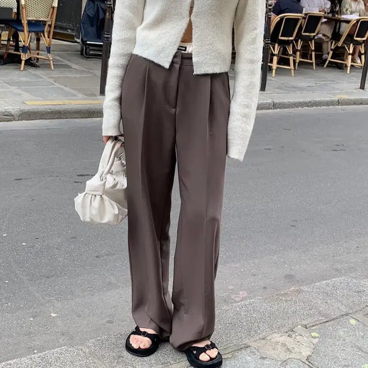 [BUNJANG] WONT Autumn Pleated Slacks - Long Brown / 원로그 WONT 어텀 핀턱 슬랙스 - 롱s 브라운