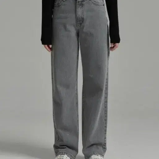 [BUNJANG] Gray Wide Denim Pants / 그레이 와이드 데님 팬츠