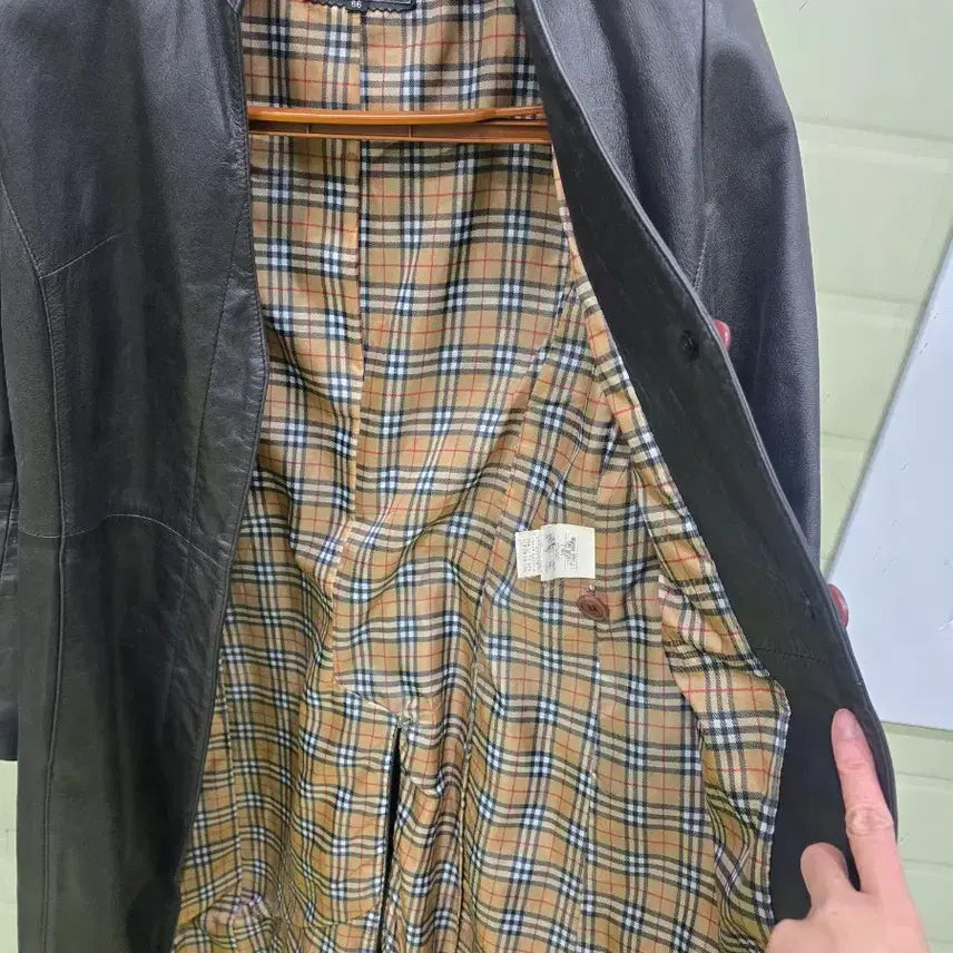 [BUNJANG] RAPISARDI Suede Leather Check Lined Coat / RAPISARDI 체크 안감 소가죽 코트 S