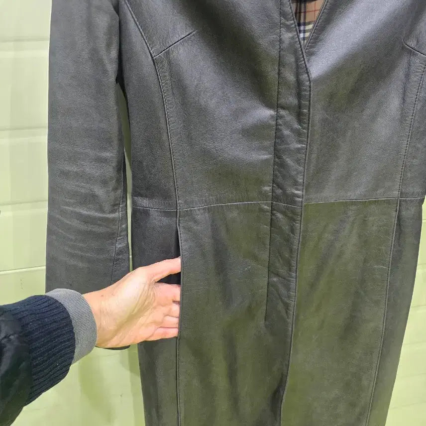 [BUNJANG] RAPISARDI Suede Leather Check Lined Coat / RAPISARDI 체크 안감 소가죽 코트 S