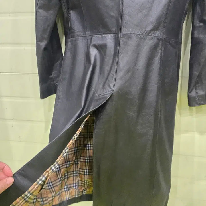 [BUNJANG] RAPISARDI Suede Leather Check Lined Coat / RAPISARDI 체크 안감 소가죽 코트 S