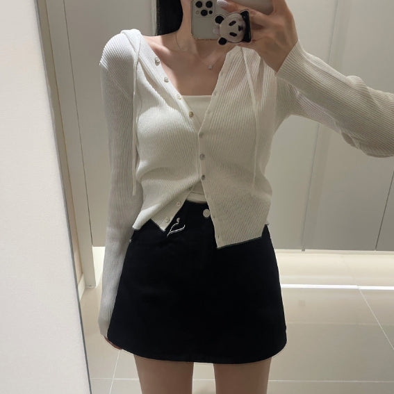 [BUNJANG] Natural Ribbed Hoodie Cardigan / 네추럴 골지 후디 가디건