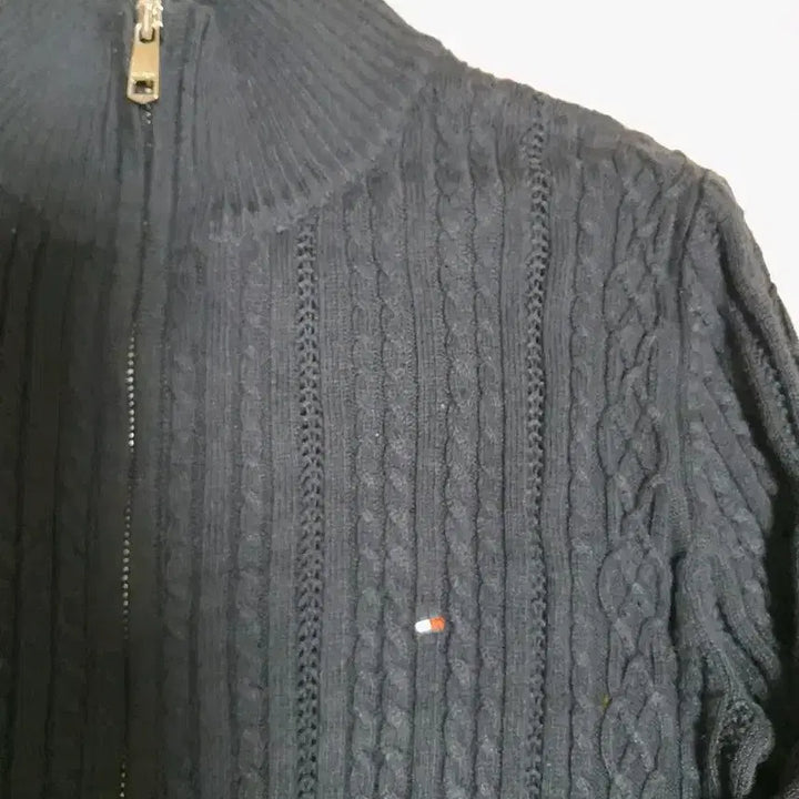 [BUNJANG] Tommy Hilfiger Navy Cable Knit Zip-up Sweater S / 타미힐피거 네이비 꽈배기 니트 집업 S