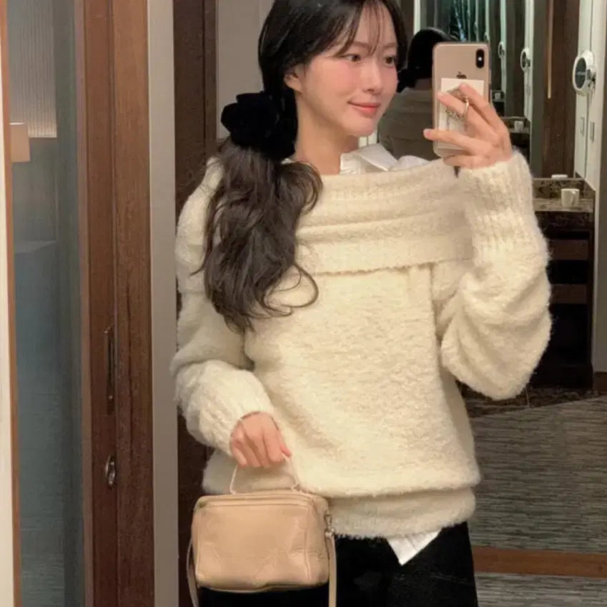 [BUNJANG] Ordinaryment Kind Wool Off-Shoulder Knit Sweater / 오디너리먼트 킨드 울 오프숄더 니트