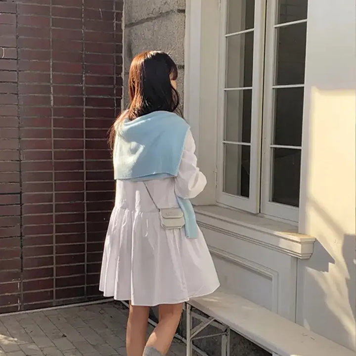 [BUNJANG] French.Of Botti Strap Ruffle Mini Dress / 프렌치오브 보티 스트랩 긴팔 미니 원피스
