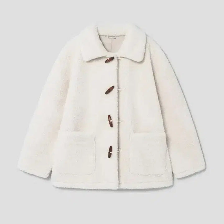 [BUNJANG] 8ight Seconds Ivory Toggle Coat / 에잇세컨즈 떡볶이 뽀글이 아이보리 코트