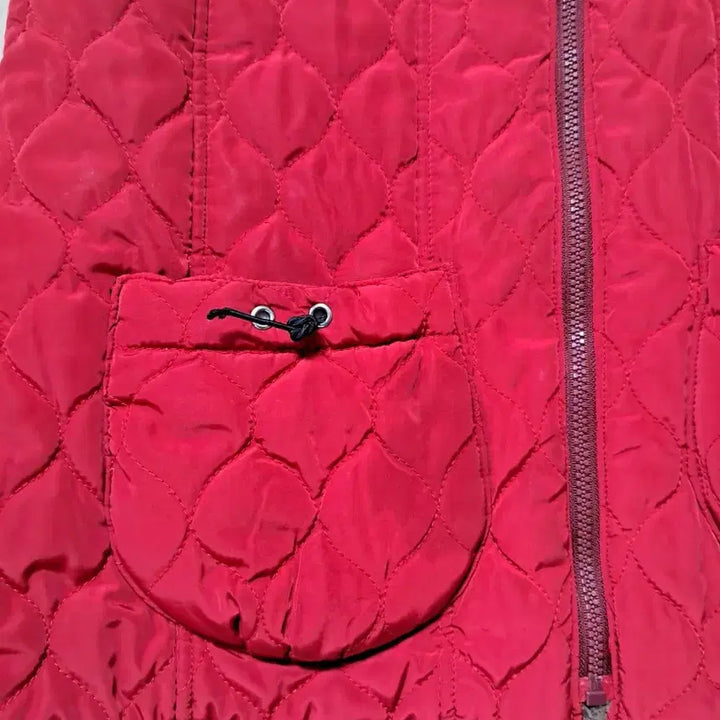 [BUNJANG] Red Quilted Vest with Brown Fur Lining / 레드 퀼팅 조끼 브라운 퍼 안감