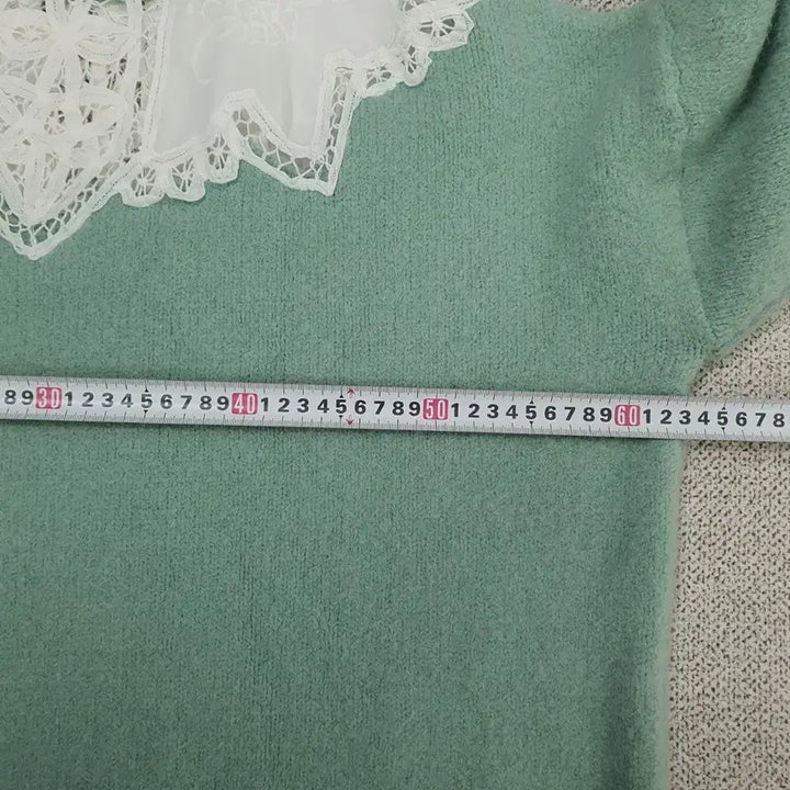 [BUNJANG] Lace Point Mint Green Knit Top / 0070.레이스 포인트 민트색 니트
