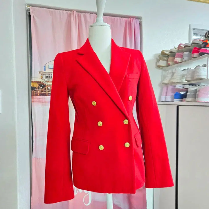 [BUNJANG] Red Jacket with Gold Buttons / 금장 단추 레드 재킷