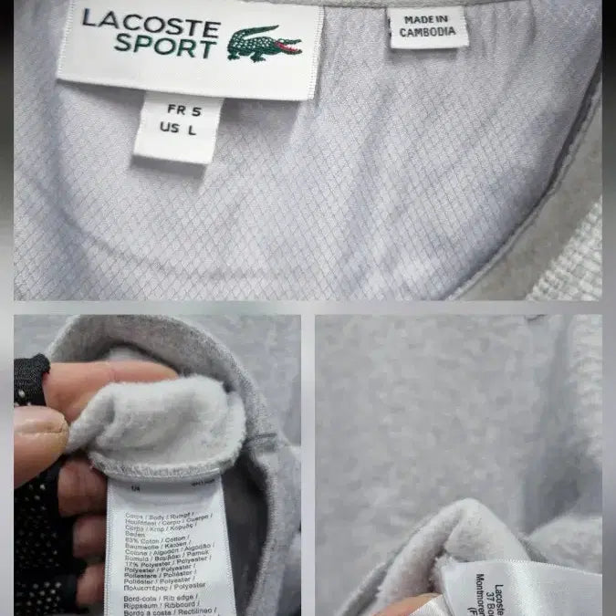 [BUNJANG] Lacoste Fleece Sweatshirt Gray / 100L 라코스테 기모 맨투맨 회색