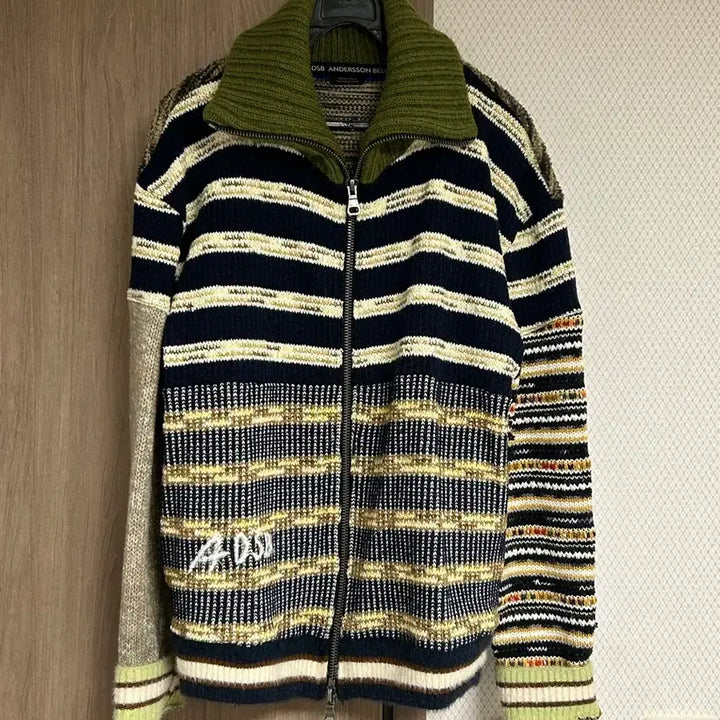 [BUNJANG] Andersson Bell Patchwork Knit Zip-up Cardigan / 앤더슨벨 브리프덴 패치워크 니트 집업 가디건