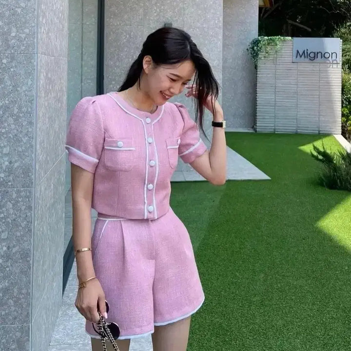 [BUNJANG] Pink Two-Piece Set / 마리마켓 핑크 투 피스