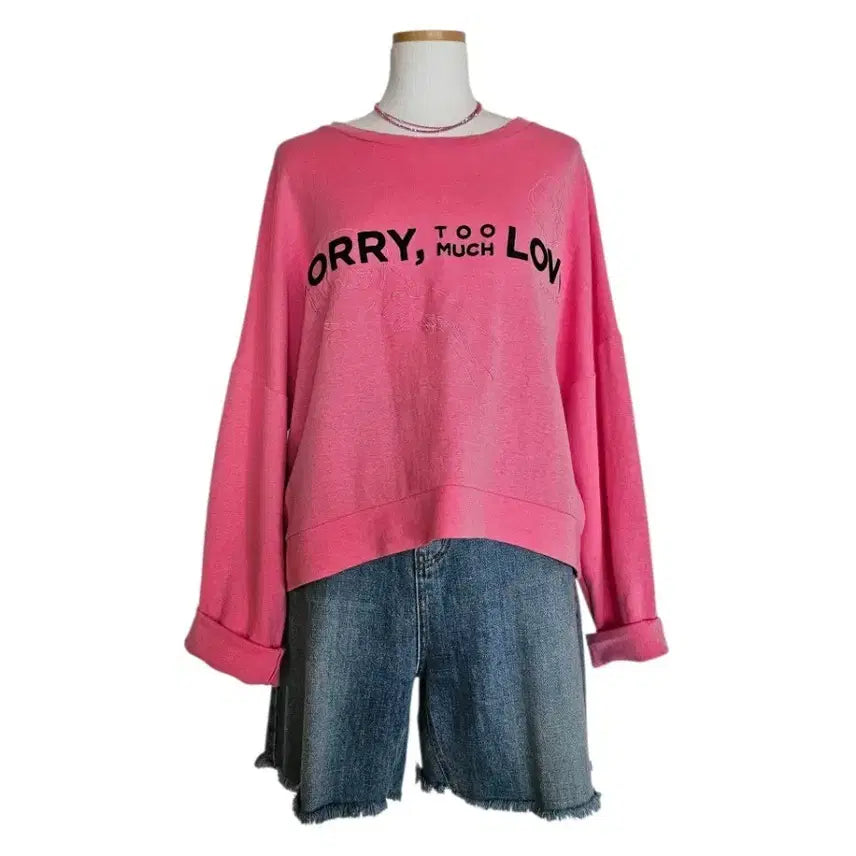 [BUNJANG] SORRY, TOO MUCH LOVE Pink Crop Sweatshirt / SORRY,TOO MUCH LOVE  핑크 스웻셔츠
