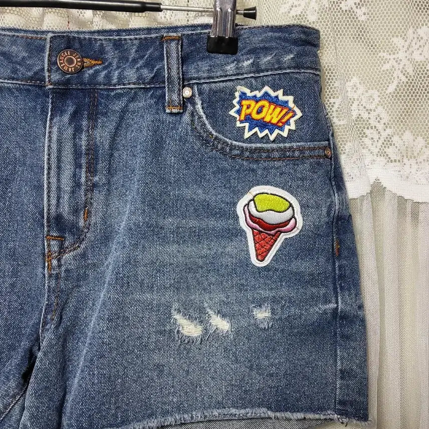 [BUNJANG] Jambangee Ice Cream Patch Denim Shorts / 잠뱅이 Jambangee 아이스크림 패치 데님 반바지