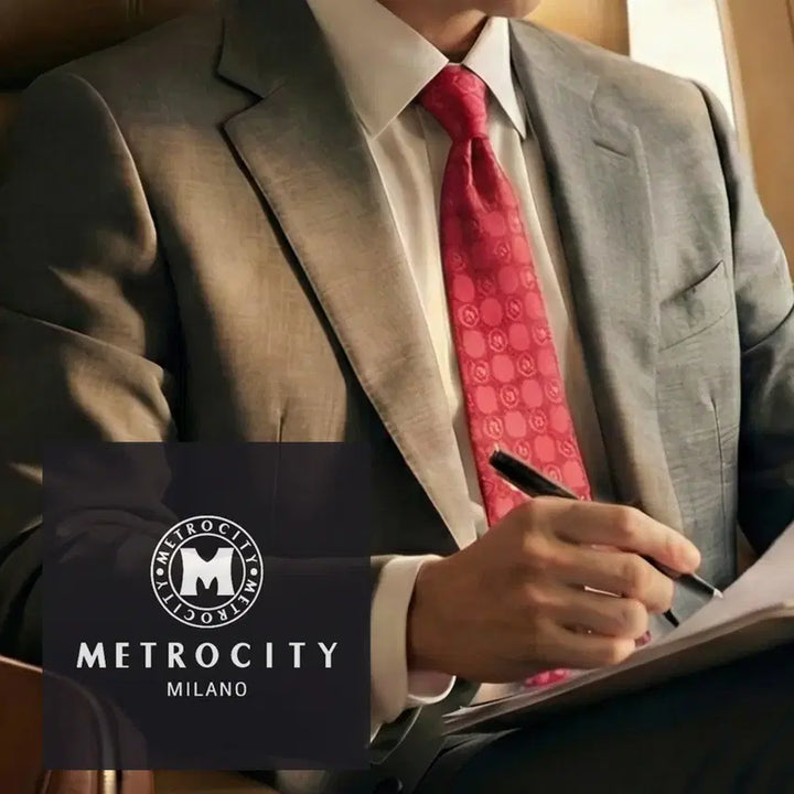 [BUNJANG] Metrocity Silk Red Logo Embroidered Tie 7cm / 메트로시티 실크 레드 로고 자수 넥타이 7cm A+등급 K1929