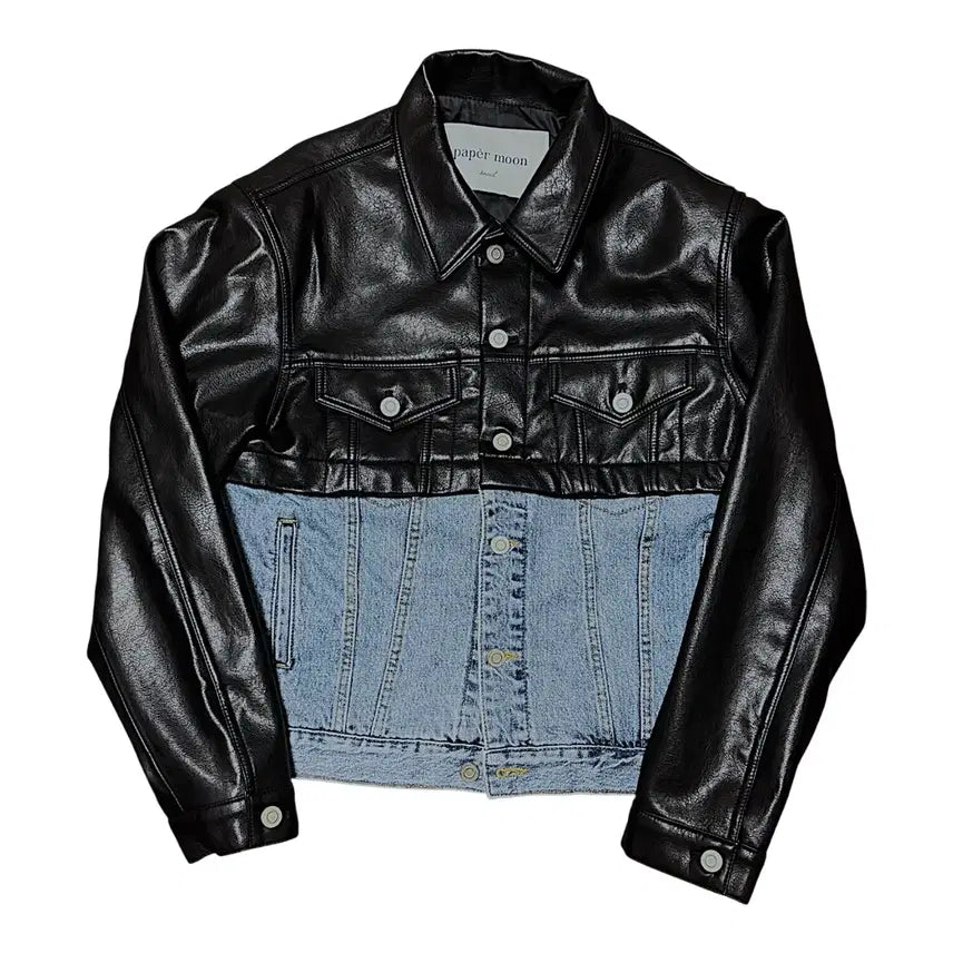[BUNJANG] Paper Moon Leather & Denim Jacket / 페이퍼문 가죽+청자켓