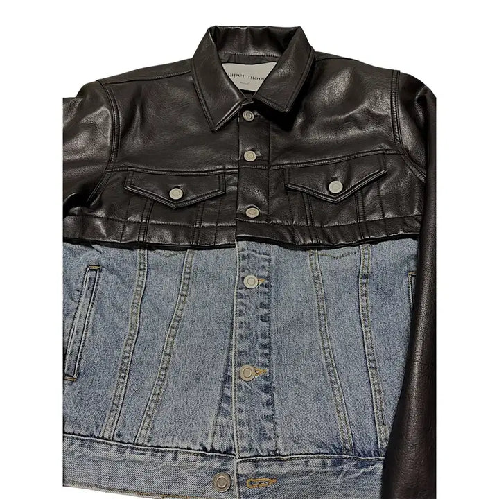 [BUNJANG] Paper Moon Leather & Denim Jacket / 페이퍼문 가죽+청자켓