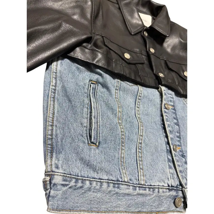 [BUNJANG] Paper Moon Leather & Denim Jacket / 페이퍼문 가죽+청자켓