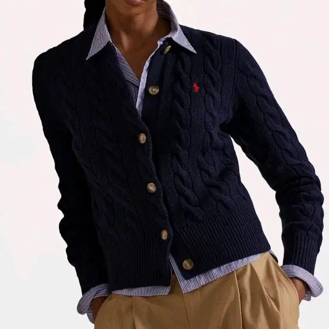 [BUNJANG] Polo Ralph Lauren Wool Cable Knit Cardigan Navy / 폴로 울케이블 가디건 네이비 새상품 여성용 S.M