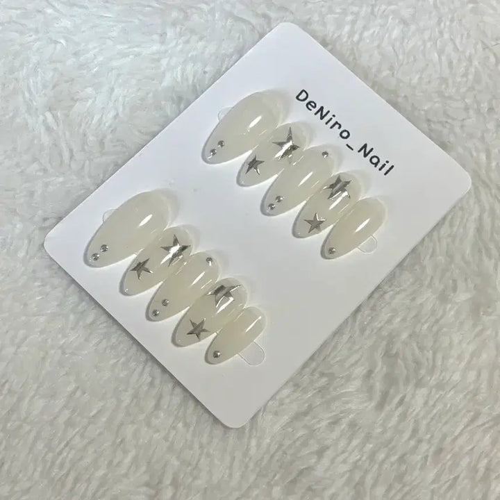 [BUNJANG] Handmade Silver Dot Nail Tips / 실버별도트 수제 네일팁 <3