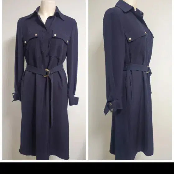 [BUNJANG] The Izzat Collection Navy Gold Button Shirt Dress / 더아이잗컬렉션 / 네이비 금장 버튼 셔츠 원피스 55