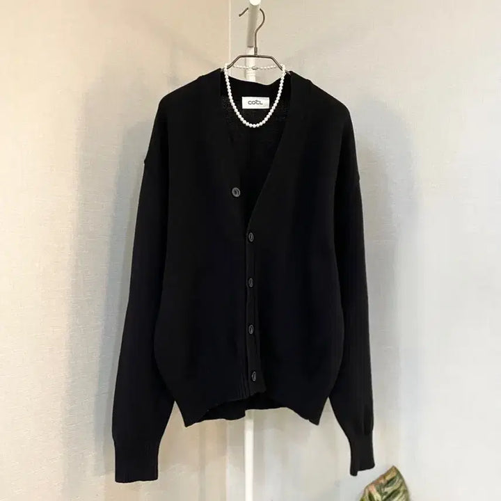 [BUNJANG] Custom Clock Black Oversized Cotton Cardigan / 커스텀클락 블랙오버핏 여자남자 봄면 가디건