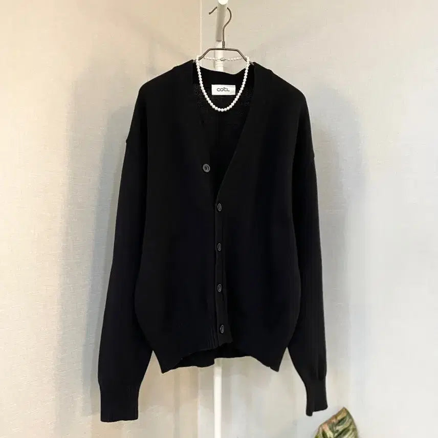 [BUNJANG] Custom Clock Black Oversized Cotton Cardigan / 커스텀클락 블랙오버핏 여자남자 봄면 가디건