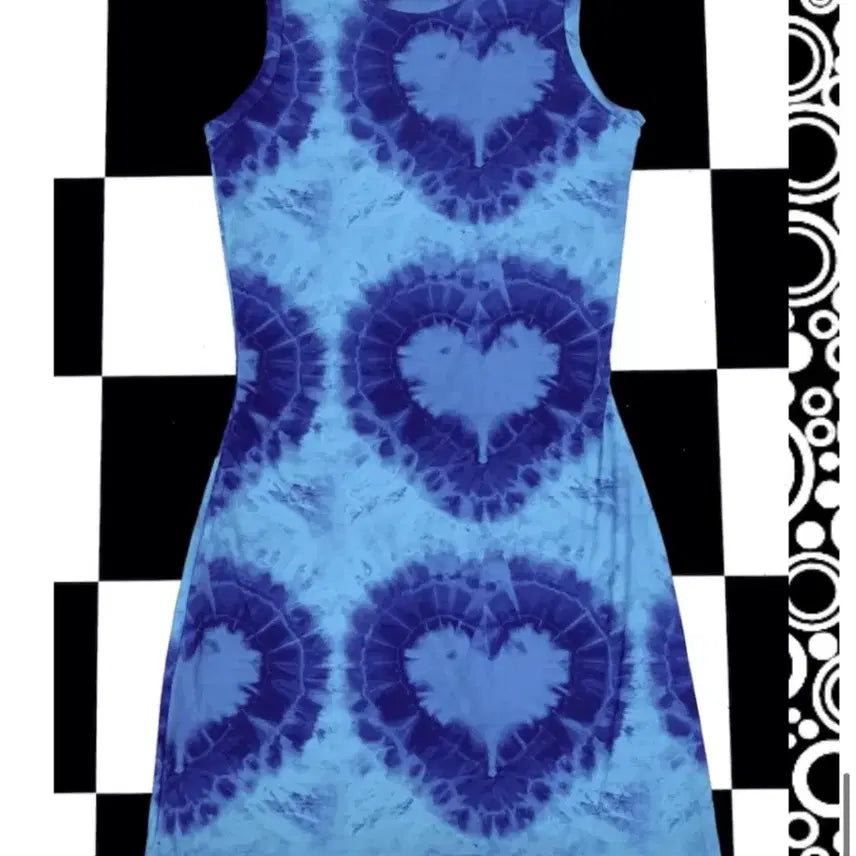 [BUNJANG] Omighty Heart Tie Dye Mini Dress Blue / Omighty 오마이티 하트타이 다이 미니 원피스 블루