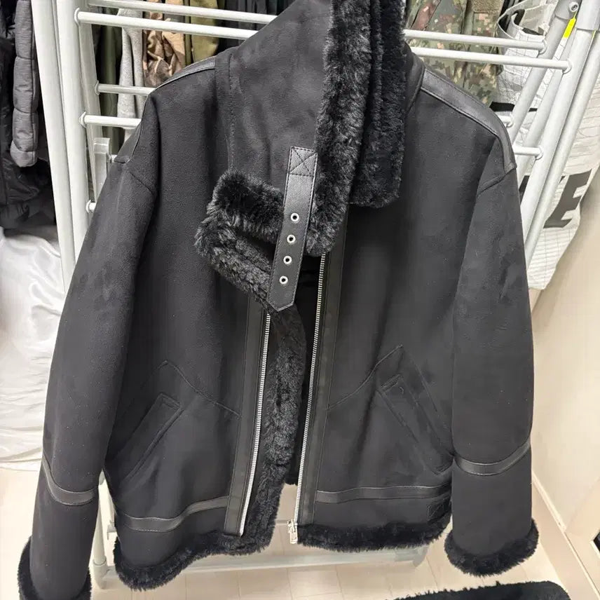 [BUNJANG] DOPE JAYSON Solid Suede Mouton Jacket (Black) M / 도프제이슨 솔리드 스웨이드 무톤 자켓 (블랙) M