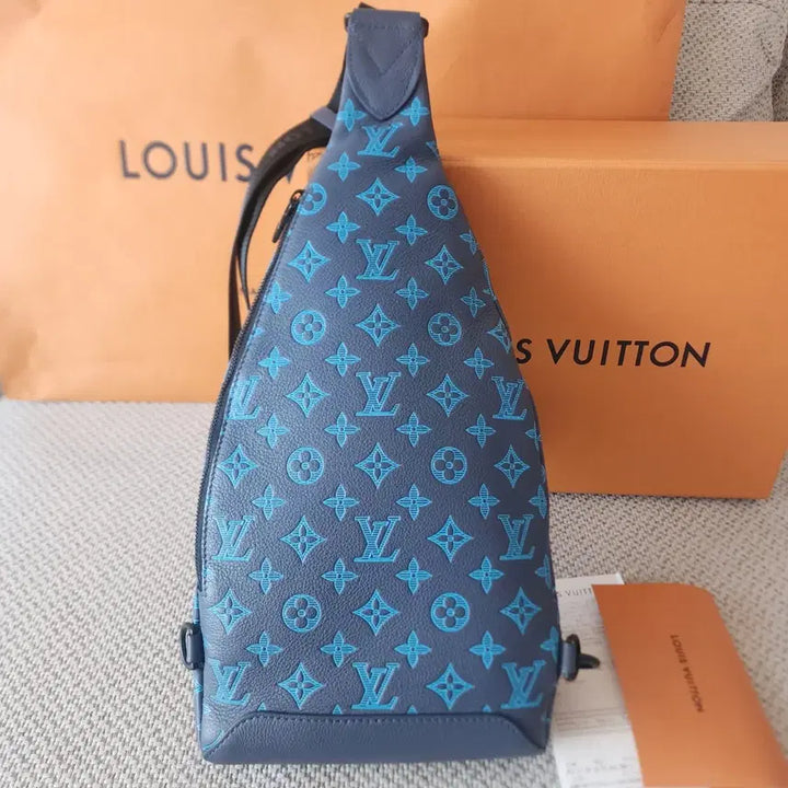 [BUNJANG] Louis Vuitton Monogram Shadow Duo Sling Bag / 새상품급 루이비통 네이비 리버블루 쉐도우 모노그램 듀오 슬링백