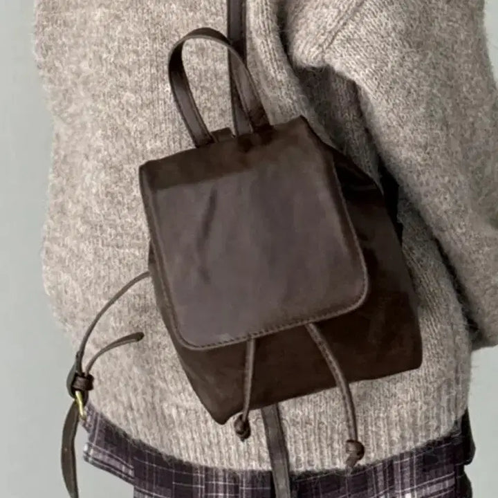 [BUNJANG] Ably Vintage Leather Backpack Brown / 에이블리 빈티지 레더백 백팩 브라운